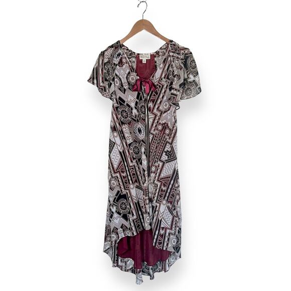 Y2K NICOLE RICHIE Chiffon Midi Boho Dress Red Bow Sundress Cottagecore Hippie - Picture 7 of 11